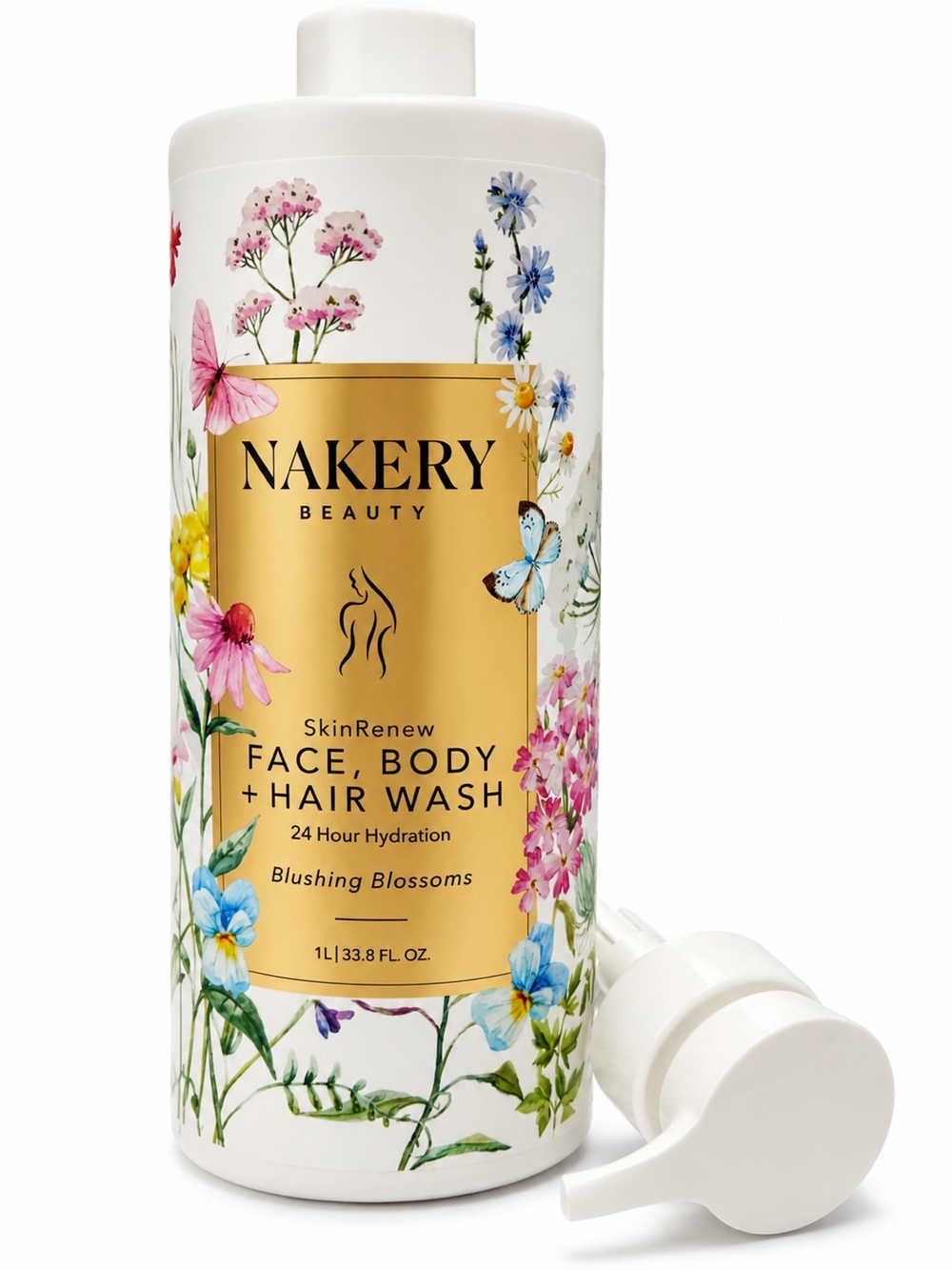 Nakery Beauty SkinRenew Face, Body & Hair Wash BLUSHING BLOSSOMS 33.8 oz Sealed
